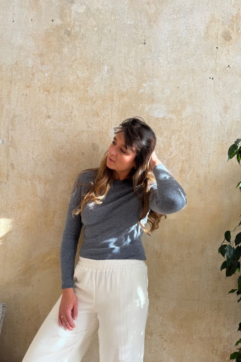 Kaszmirowy sweter pod szyję grafitowy 100% kaszmir