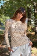 Longsleeve taliowany bawełniany w kwiatuszki